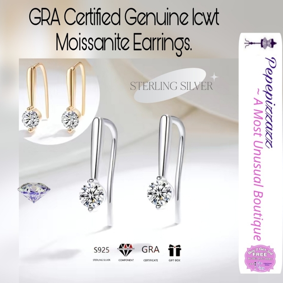 GENUINE GRA CERTIFIED MOISSONITE EARRINGS 1cwt 925 sterling silver - Picture 1 of 16